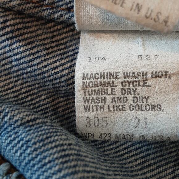 Levis VINTAGE Denim 70506 0216 Trucker Jacket Little e Distressed Made USA 44 - Picture 9 of 11